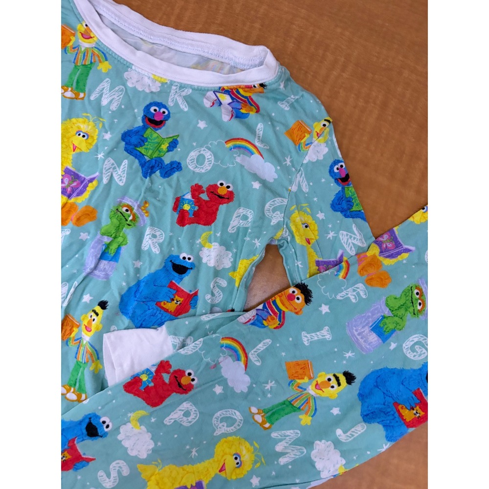 Little Sleepies Sesame Street Bamboo Pajama Set Blue 4T Elmo Cookie Monster
